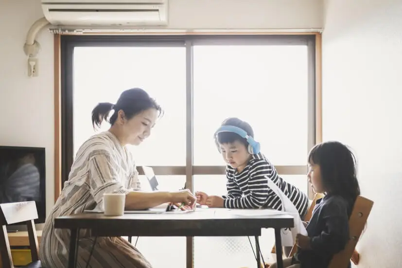 mother parenting her children