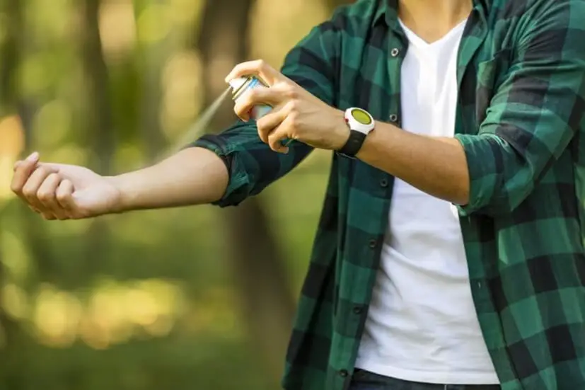 Spraying mosquito repellent​