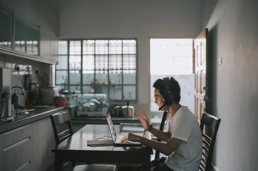 man working from home