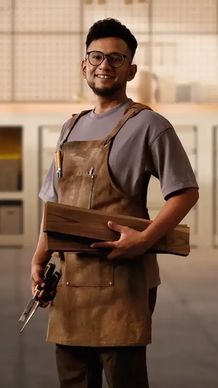 Person standing in a modern workspace, symbolizing working adults planning for financial security, protection, and future milestones like retirement and family.