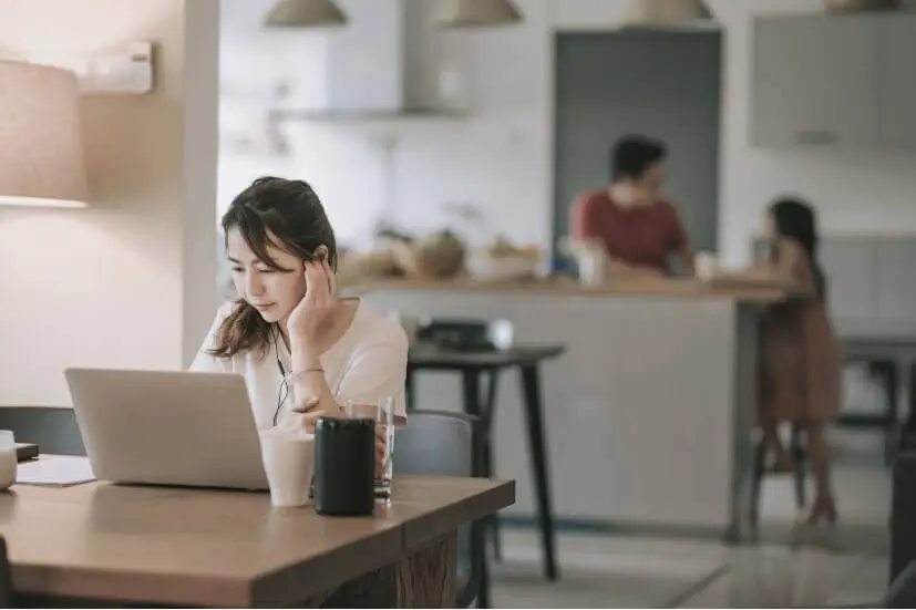 woman on laptop at home