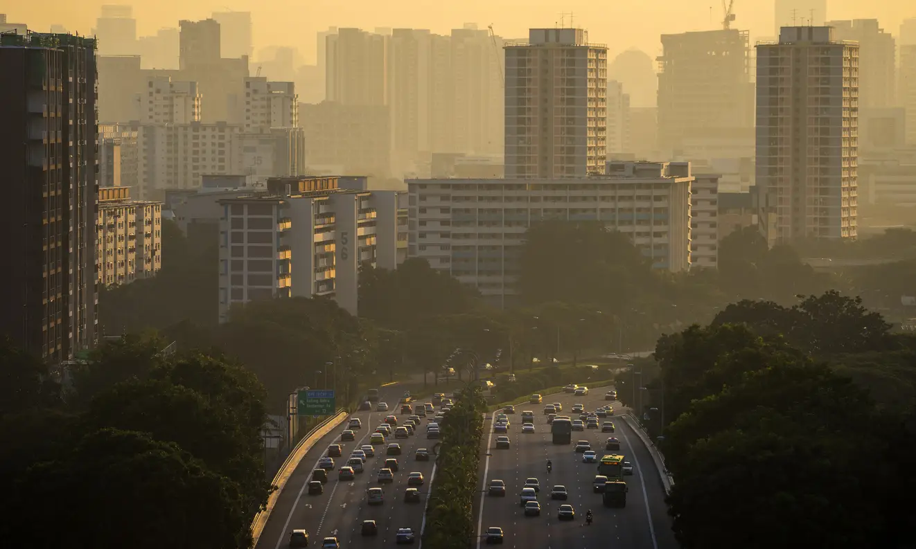 singapore city with cars on road