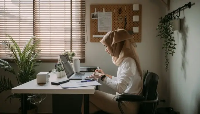 man working from home