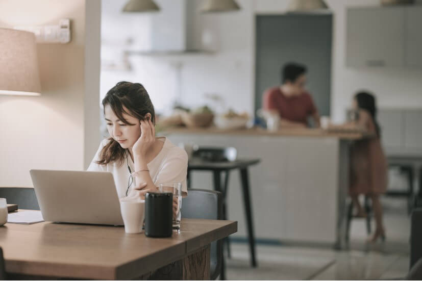 woman on laptop at home