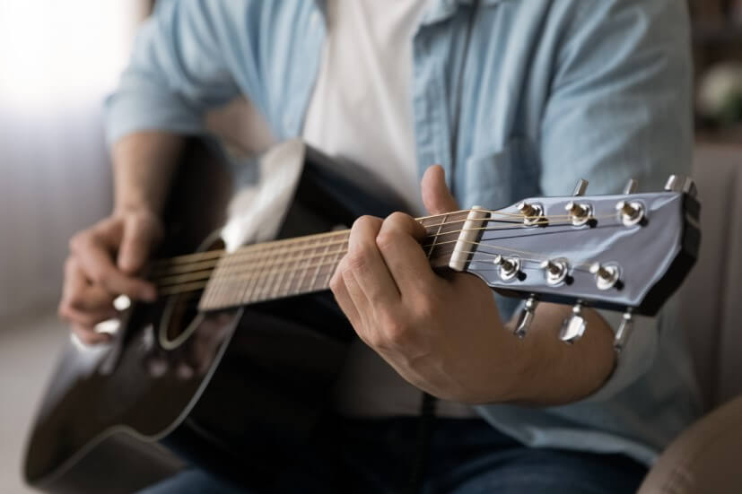 Playing the guitar