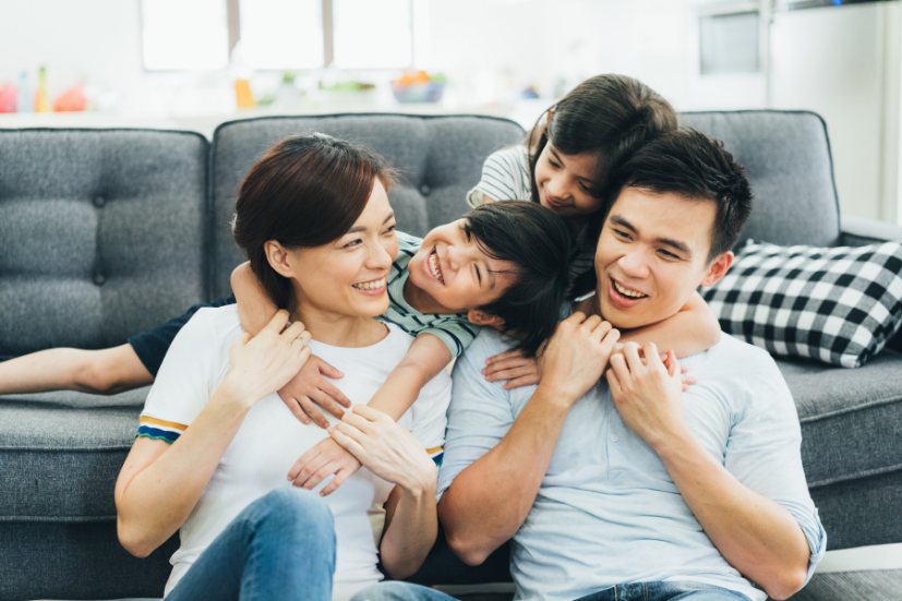 Happy Family on Couch