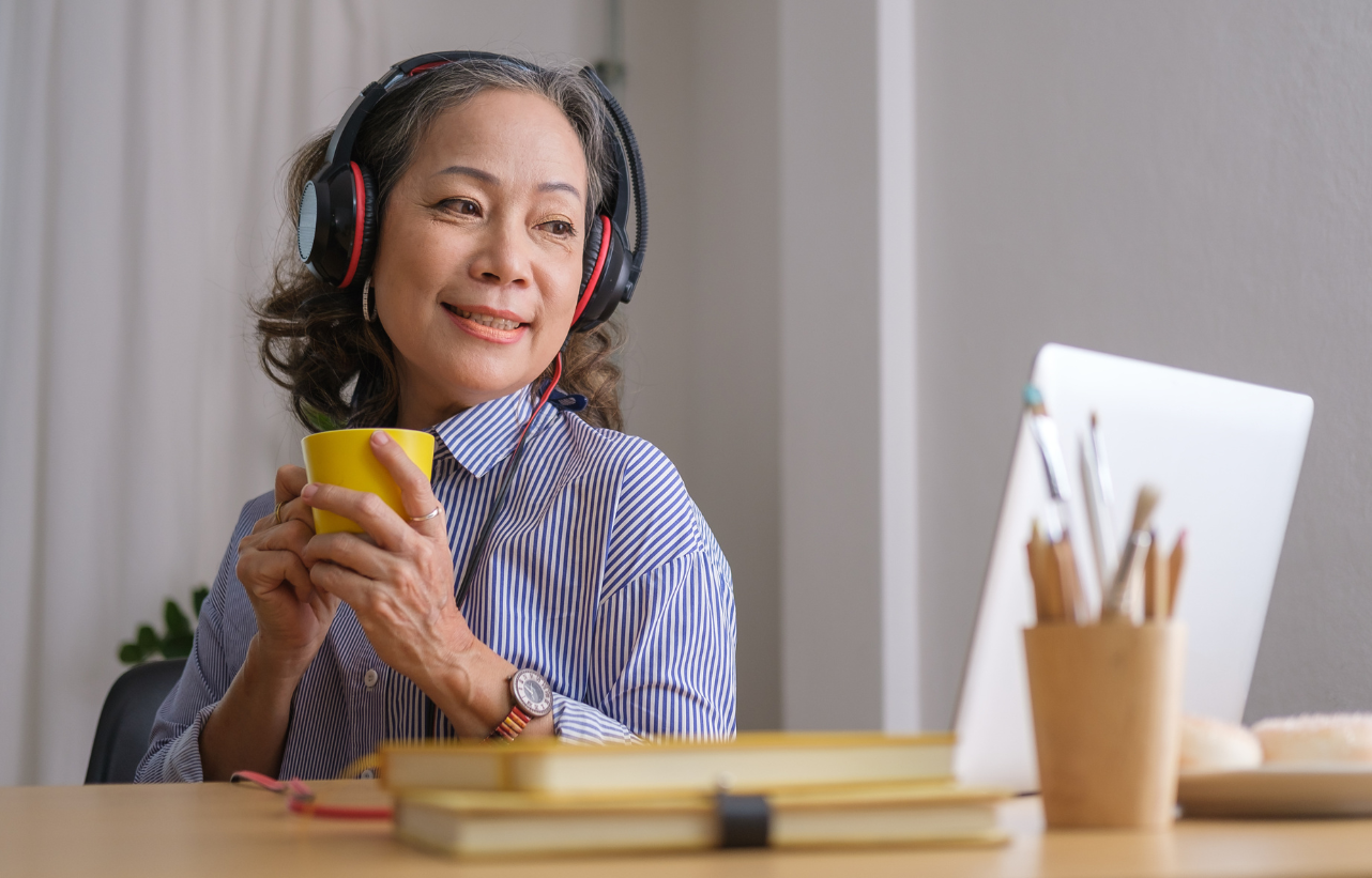 woman listening to music