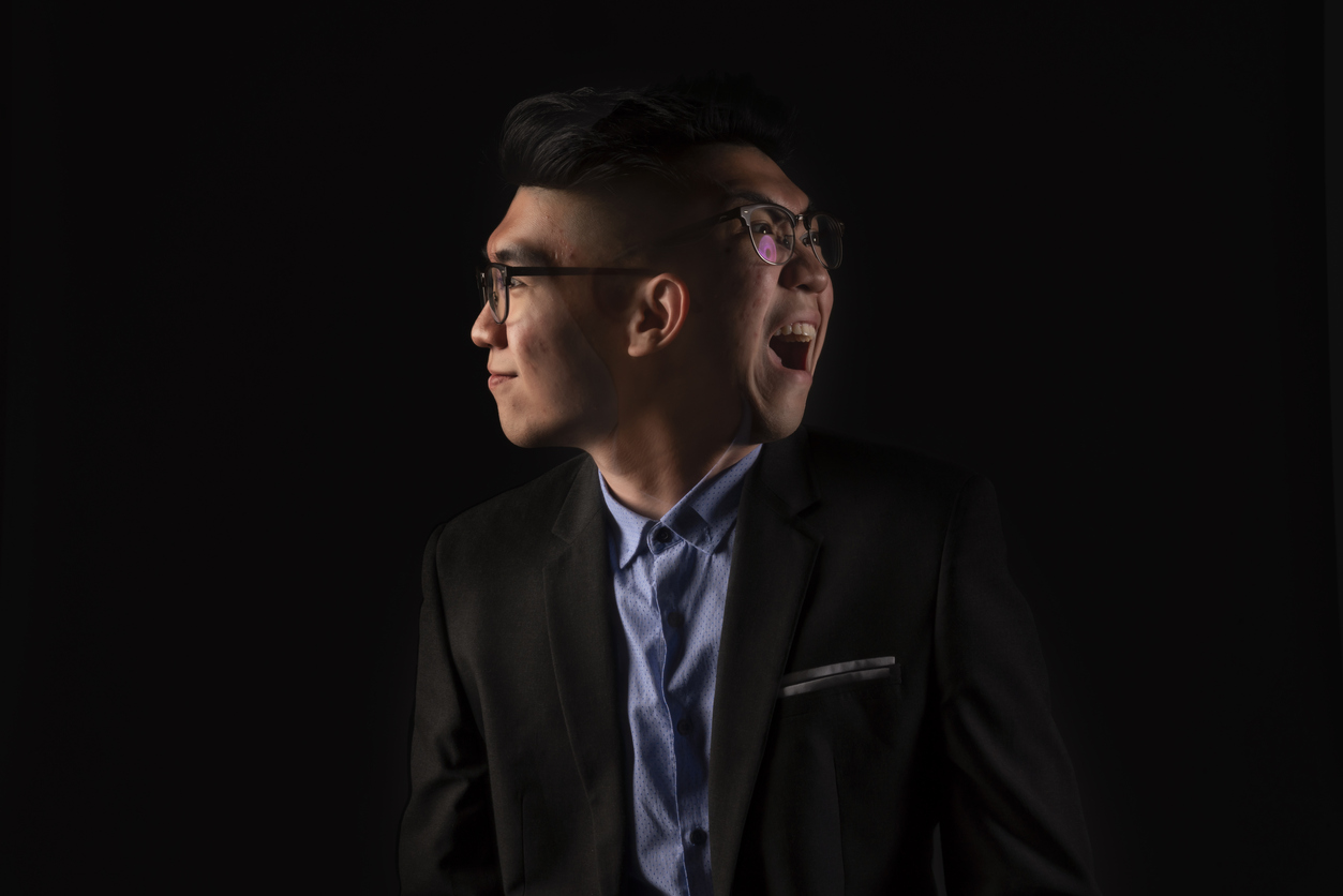 bipolar man with two faces