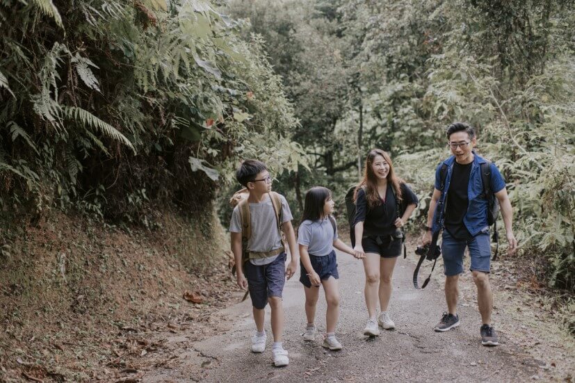Family bonding with teens by hiking