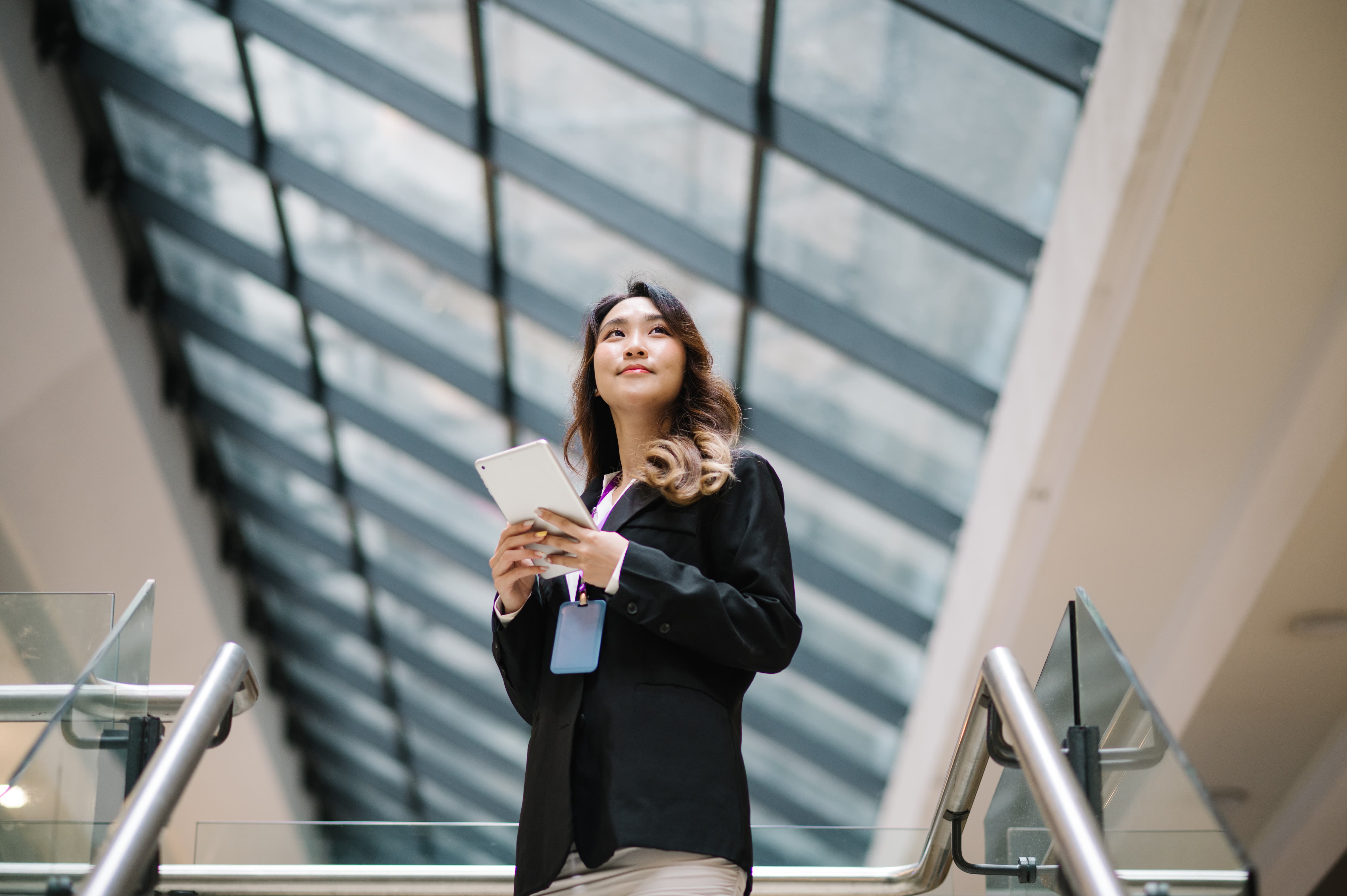 woman looking far away