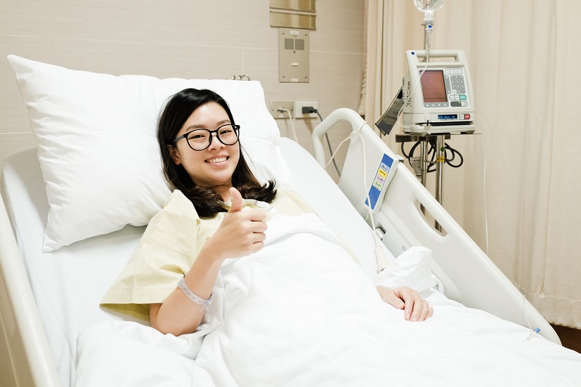 woman in hospital bed