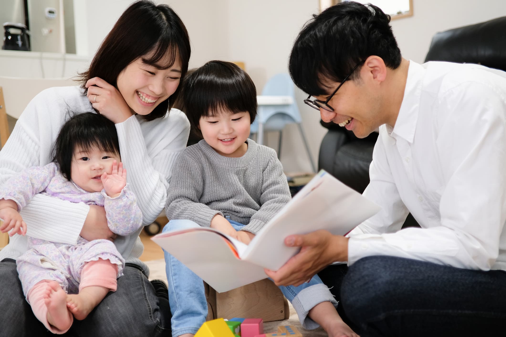 young parents with their children