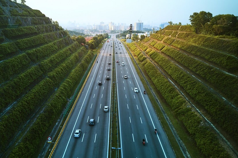 View of the road leading to Kuala Lumpur.